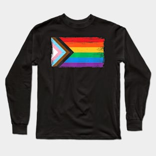 Progress Pride Flag Lgbt Month Gay Lesbian Transgender Long Sleeve T-Shirt